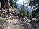 Mountain biker on a rocky Chamonix trail