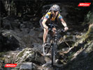 Biking a tricky technical section high in the Chamonix Valley